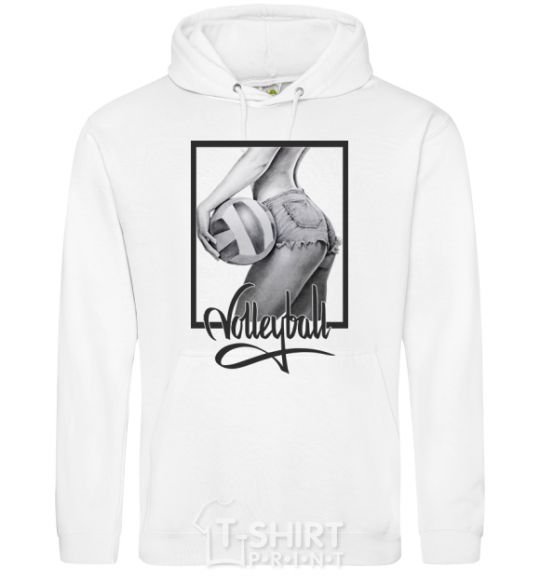 Men`s hoodie The girl with the volleyball White фото