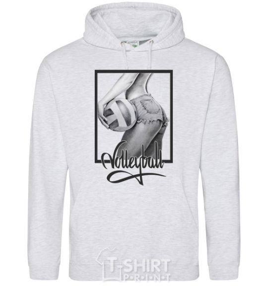 Men`s hoodie The girl with the volleyball sport-grey фото