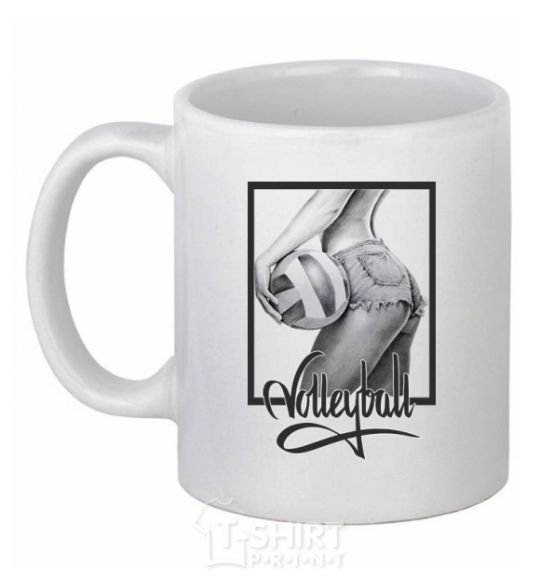 Ceramic mug The girl with the volleyball White фото