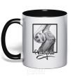 Mug with a colored handle The girl with the volleyball black фото