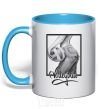 Mug with a colored handle The girl with the volleyball sky-blue фото