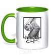 Mug with a colored handle The girl with the volleyball kelly-green фото