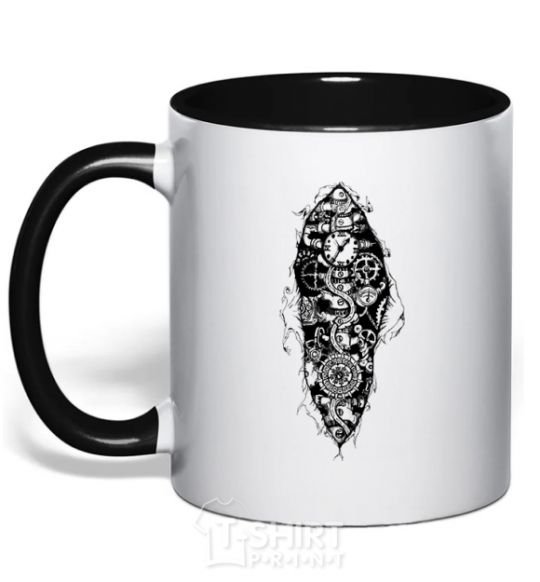 Mug with a colored handle A robot skeleton black фото
