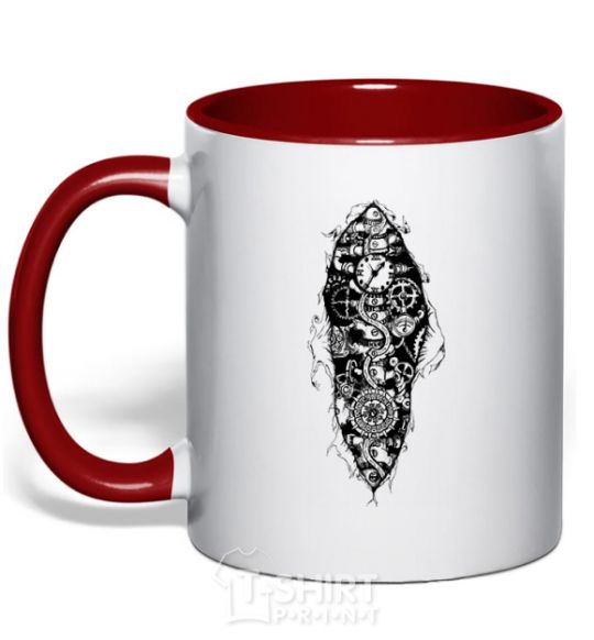 Mug with a colored handle A robot skeleton red фото