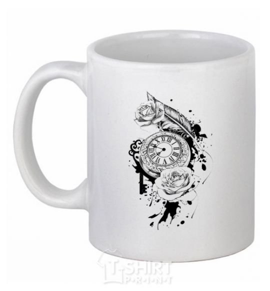 Ceramic mug Rose Clock White фото