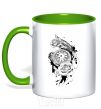 Mug with a colored handle Rose Clock kelly-green фото
