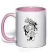 Mug with a colored handle Rose Clock light-pink фото