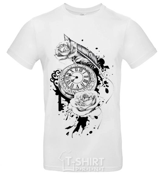 Men's T-Shirt Rose Clock White фото