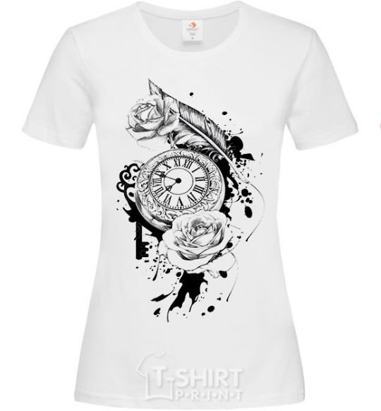 Women's T-shirt Rose Clock White фото