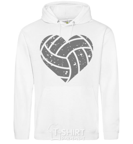 Men`s hoodie Volleyball heart White фото