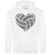 Мужская толстовка (худи) Volleyball heart Белый фото