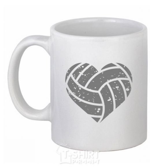 Чашка керамическая Volleyball heart Белый фото