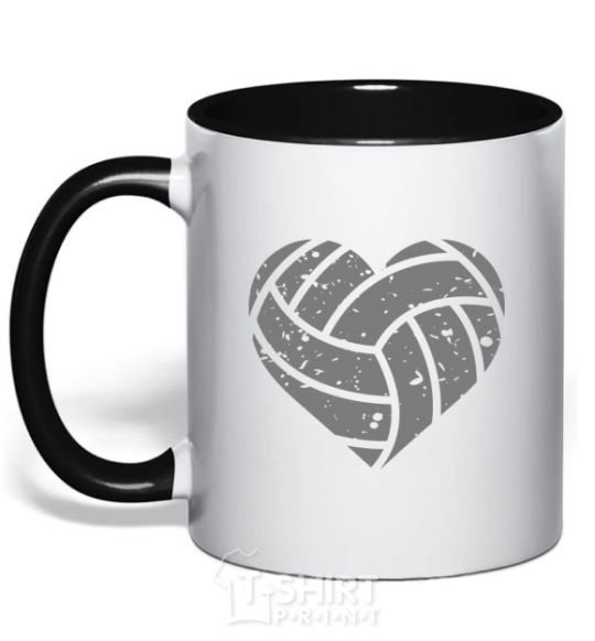 Mug with a colored handle Volleyball heart black фото