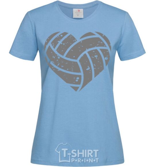 Women's T-shirt Volleyball heart sky-blue фото