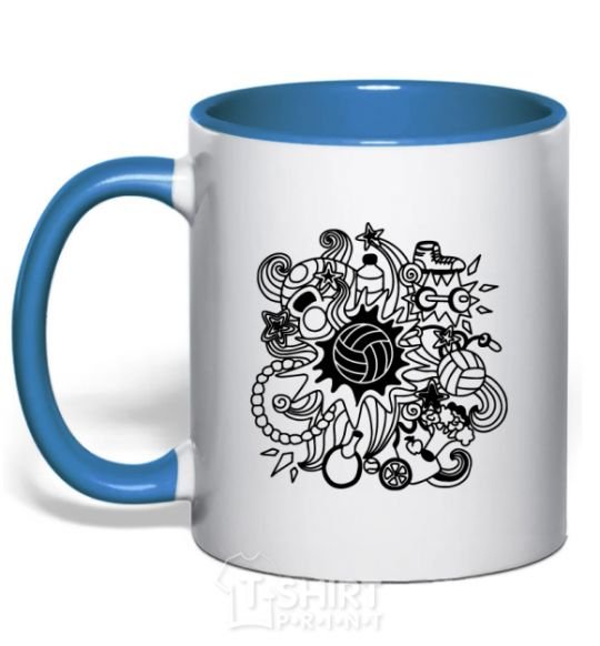 Mug with a colored handle Volleyball boom royal-blue фото