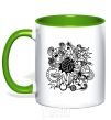 Mug with a colored handle Volleyball boom kelly-green фото