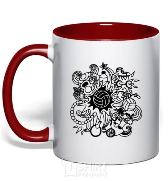 Mug with a colored handle Volleyball boom red фото