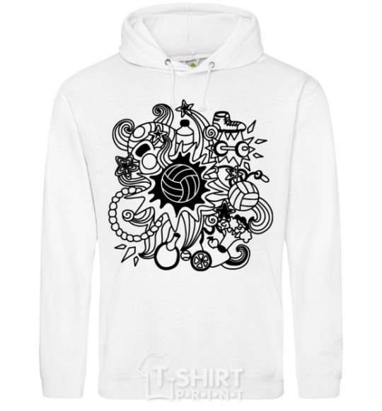 Men`s hoodie Volleyball boom White фото