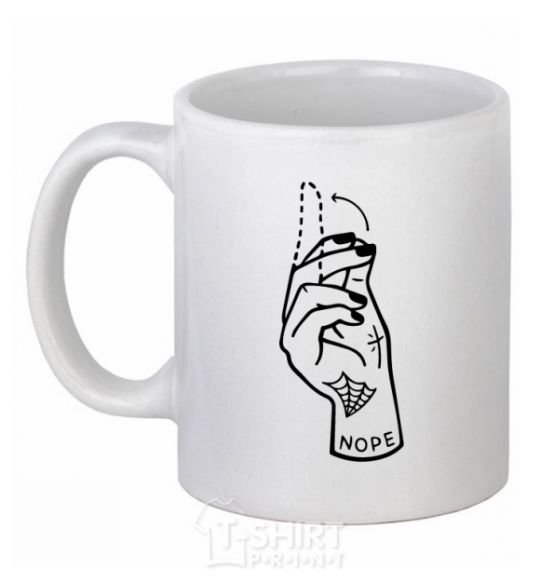 Ceramic mug Nope hand White фото