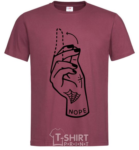 Men's T-Shirt Nope hand burgundy фото