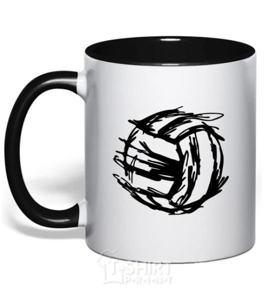 Mug with a colored handle Ball strokes black фото