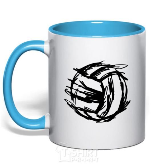 Mug with a colored handle Ball strokes sky-blue фото