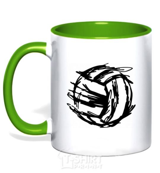 Mug with a colored handle Ball strokes kelly-green фото