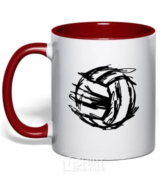 Mug with a colored handle Ball strokes red фото