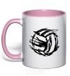 Mug with a colored handle Ball strokes light-pink фото
