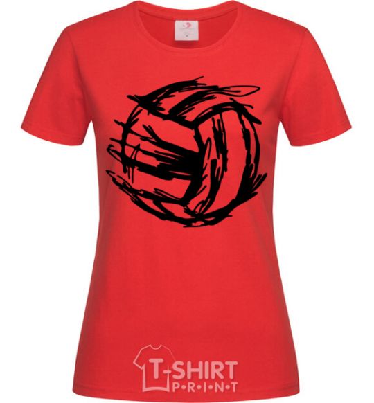 Женская футболка Мяч штрихи Красный фото