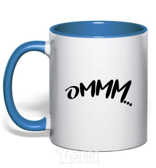 Mug with a colored handle Ommm royal-blue фото