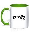 Mug with a colored handle Ommm kelly-green фото