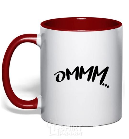 Mug with a colored handle Ommm red фото