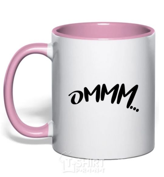 Mug with a colored handle Ommm light-pink фото