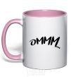 Mug with a colored handle Ommm light-pink фото