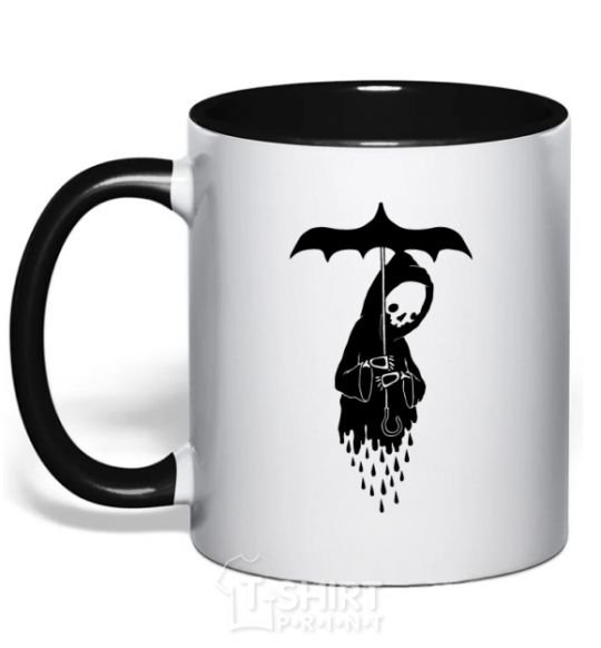 Mug with a colored handle Raining death black фото