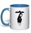 Mug with a colored handle Raining death royal-blue фото