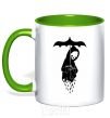 Mug with a colored handle Raining death kelly-green фото