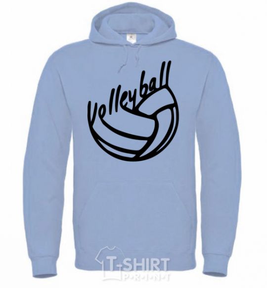 Men`s hoodie Volleyball text sky-blue фото