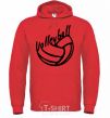 Men`s hoodie Volleyball text bright-red фото