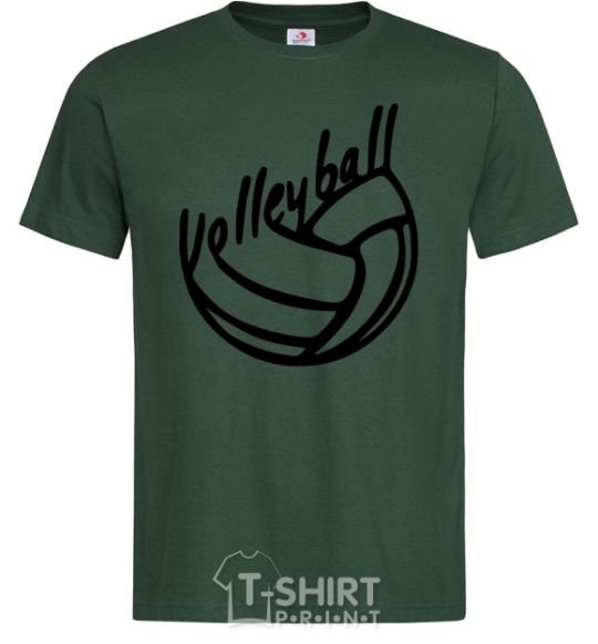 Men's T-Shirt Volleyball text bottle-green фото