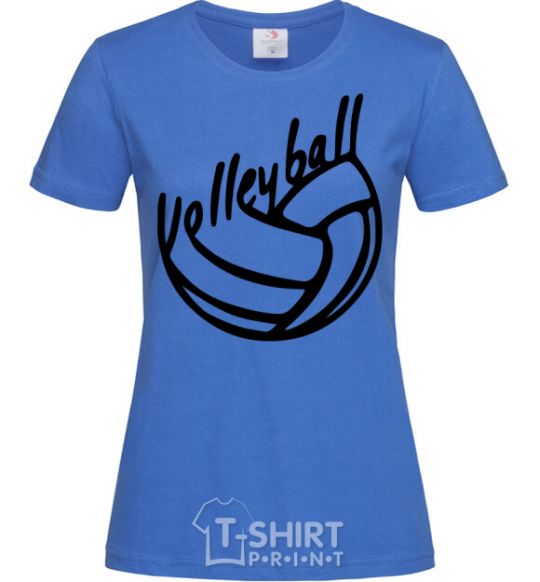 Women's T-shirt Volleyball text royal-blue фото