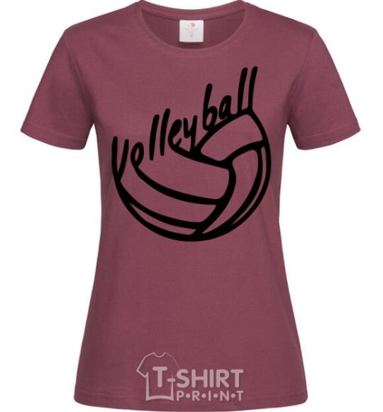 Women's T-shirt Volleyball text burgundy фото
