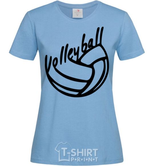 Women's T-shirt Volleyball text sky-blue фото