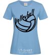 Women's T-shirt Volleyball text sky-blue фото