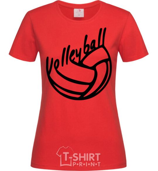 Women's T-shirt Volleyball text red фото
