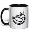 Mug with a colored handle Volleyball text black фото
