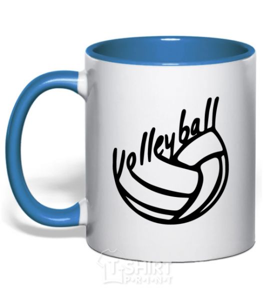 Чашка с цветной ручкой Volleyball text Ярко-синий фото