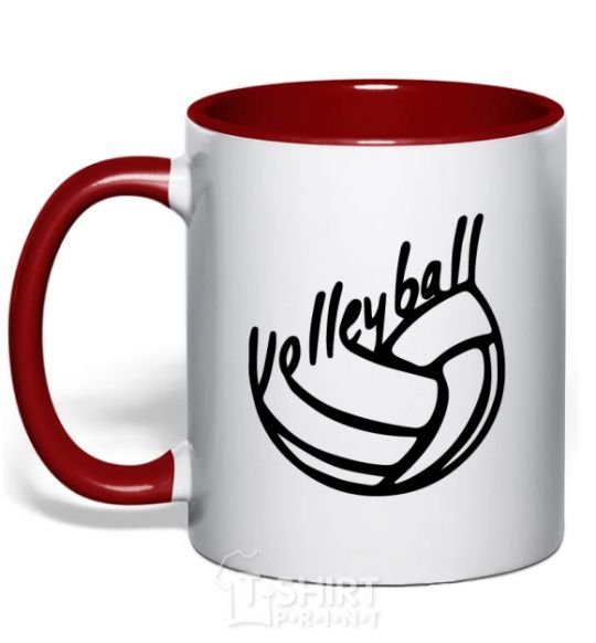Mug with a colored handle Volleyball text red фото