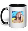 Mug with a colored handle The girl in the wreath black фото